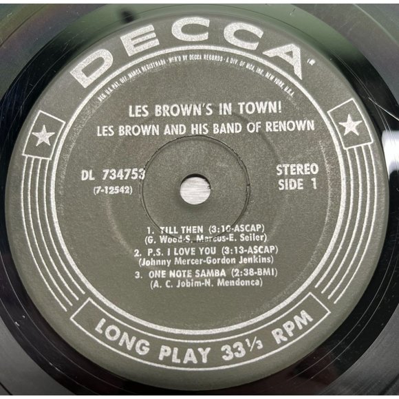 Les Brown's In Town Compact 33 Jukebox 7" Record DECCA DL 74607 Jazz Big Band - Picture 3 of 6